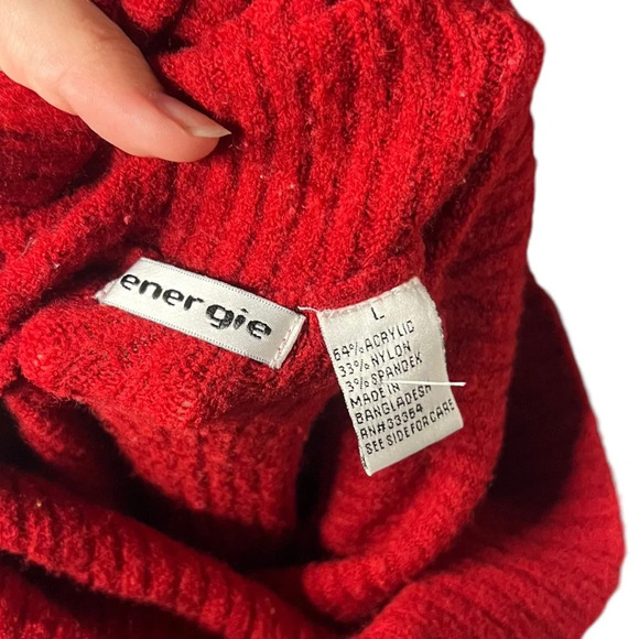 Red Knit Turtleneck Tunic Large Y2K - Picture 4 of 4